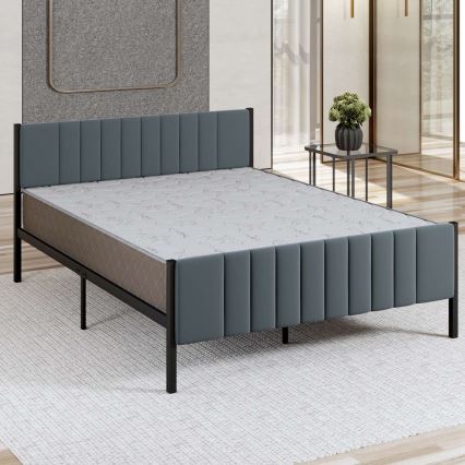 Cama metálica doble LUNOR 160 x 200 cm, antracita, capacidad de carga 200 kg