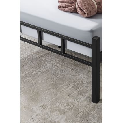 Cama metálica doble ORMEL 120x200 cm, negra, capacidad de carga 120 kg
