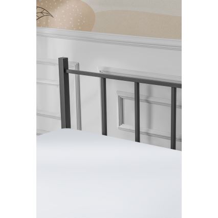 Cama metálica doble ORMEL 120x200 cm, negra, capacidad de carga 120 kg