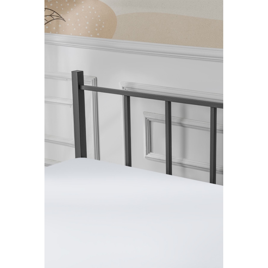 Cama metálica doble ORMEL 120x200 cm, negra, capacidad de carga 120 kg