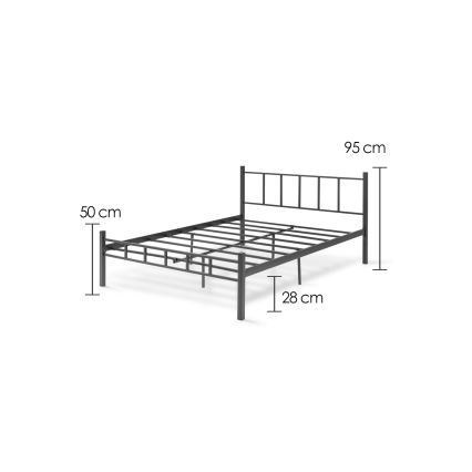 Cama metálica doble ORMEL 120x200 cm, negra, capacidad de carga 120 kg