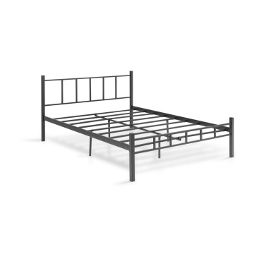 Cama metálica doble ORMEL 160x200 cm, color negro, capacidad de carga 200 kg