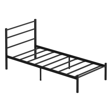 Cama metálica individual FERON 90x200 cm, negra — capacidad de carga máxima 120 kg