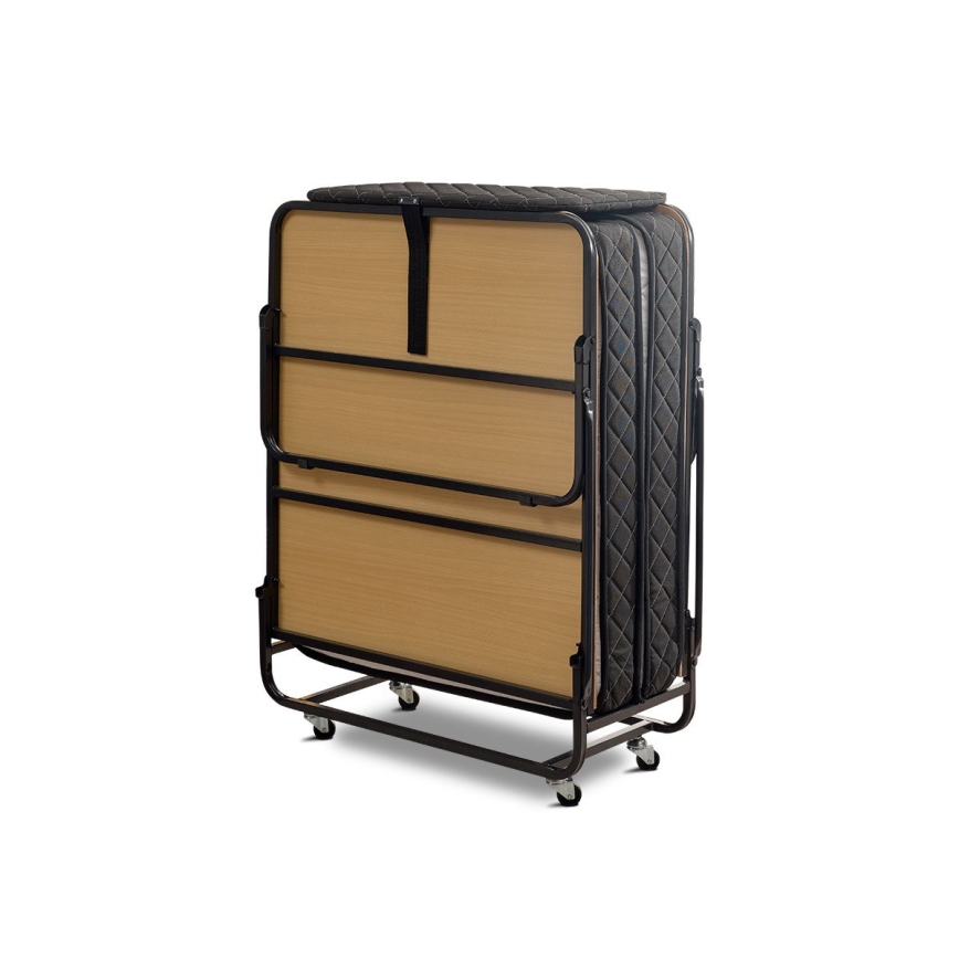 Cama metálica plegable individual con colchón HERON de 90x204 cm blanca