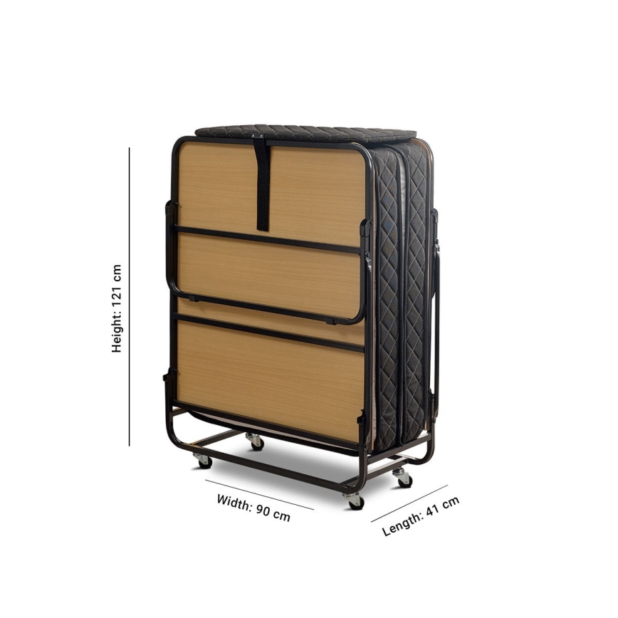 Cama metálica plegable individual con colchón HERON de 90x204 cm blanca