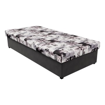 Cama NOE 90x200 con colchón de muelles y arcón, gris/negro