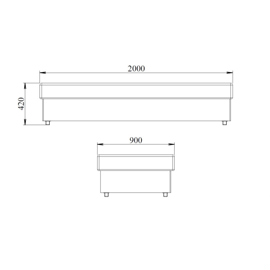 Cama NOE 90x200 con colchón de muelles y arcón, gris/negro