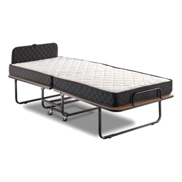 Cama plegable individual de metal HERON 90x204 cm, blanca — capacidad de carga 120 kg