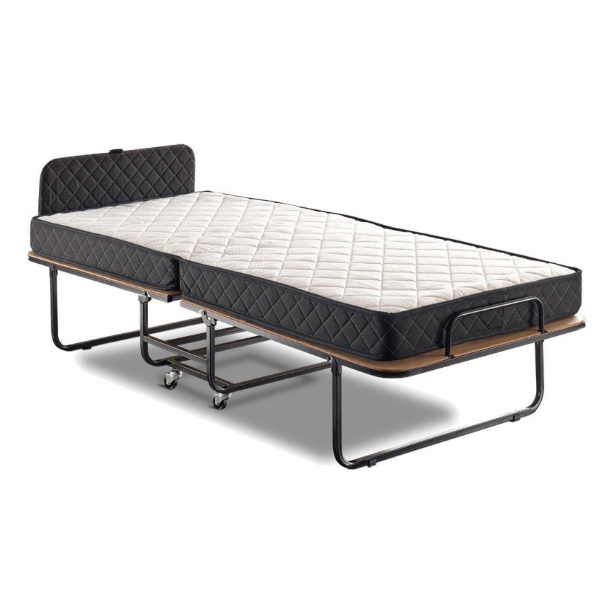 Cama plegable individual de metal HERON 90x204 cm, blanca — capacidad de carga 120 kg