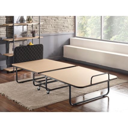Cama plegable individual de metal HERON 90x204 cm, blanca — capacidad de carga 120 kg