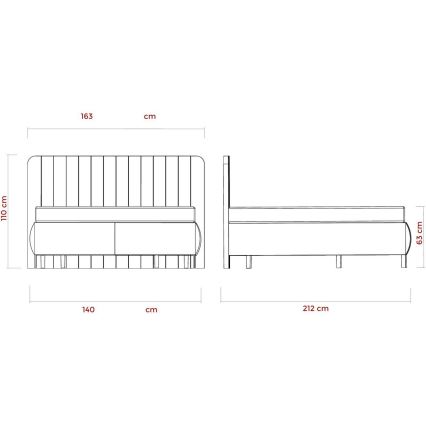 Cama tapizada con colchones y espacio de almacenamiento ALEXA 140x200 cm beige