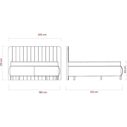 Cama tapizada con colchones y espacio de almacenamiento ALEXA 180x200 cm beige