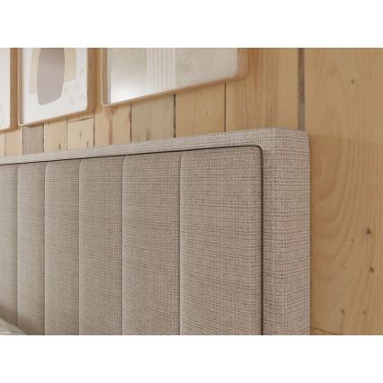 Cama tapizada con colchones y topper con espacio de almacenamiento ALICIA 140x200 cm beige