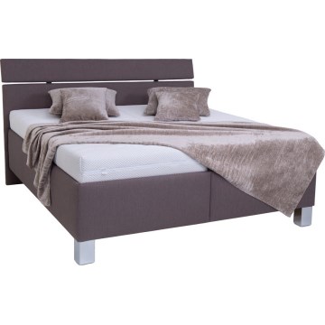 Cama tapizada ALIS 160x200 cm con colchón y arcón de almacenamiento, marrón