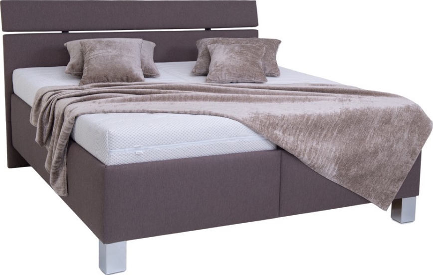 Cama tapizada ALIS 160x200 cm con colchón y arcón de almacenamiento, marrón