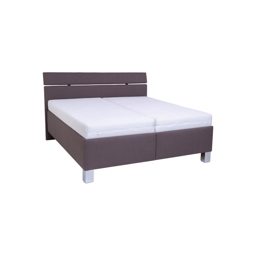 Cama tapizada ALIS 160x200 cm con colchón y arcón de almacenamiento, marrón