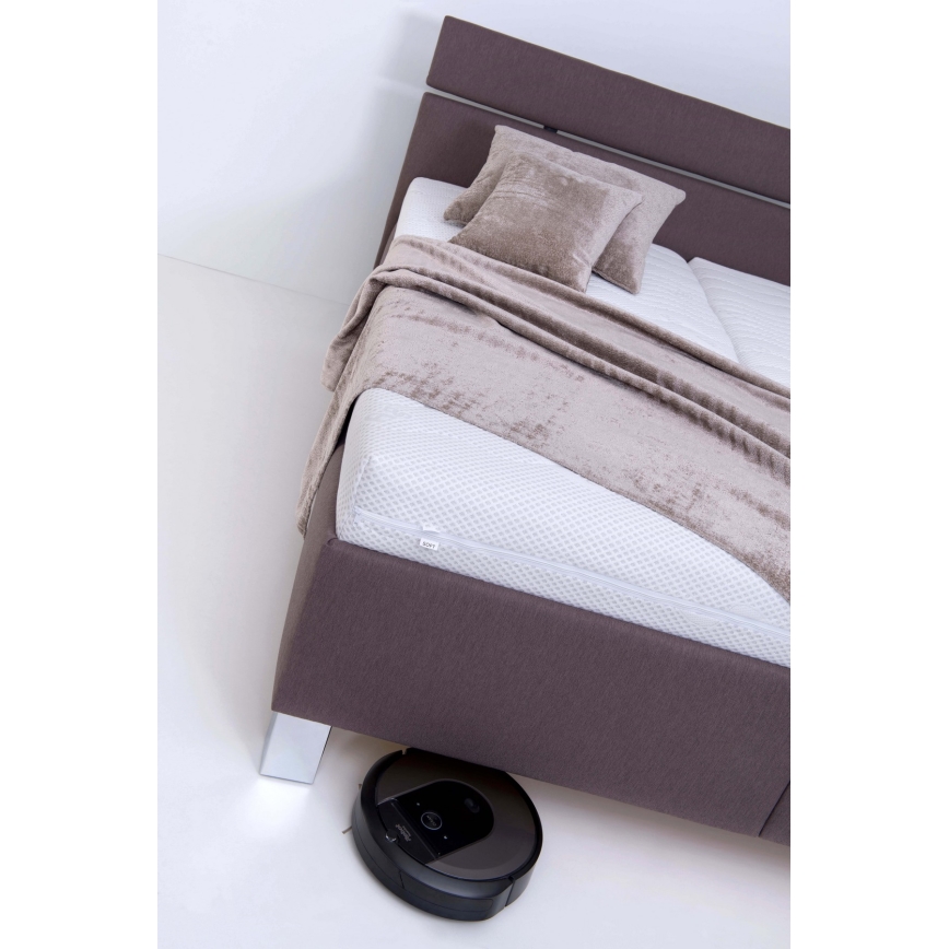 Cama tapizada ALIS 160x200 cm con colchón y espacio de almacenamiento, marrón