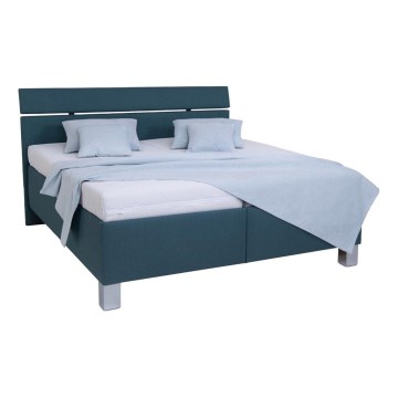 Cama tapizada ALIS 180x200 cm con almacenamiento integrado, sin colchón, azul petróleo