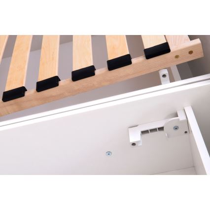 Cama tapizada ALIS 180x200 cm con colchón y amplio espacio de almacenamiento, azul petróleo