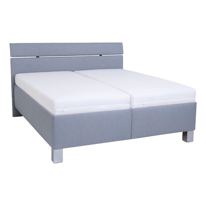 Cama tapizada ALIS 180x200 cm con colchón y práctico espacio de almacenamiento, gris claro