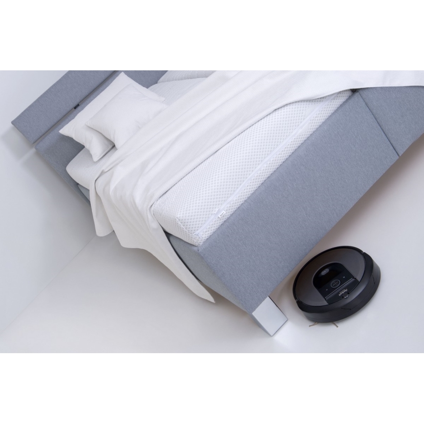 Cama tapizada ALIS 180x200 cm con colchón y práctico espacio de almacenamiento, gris claro