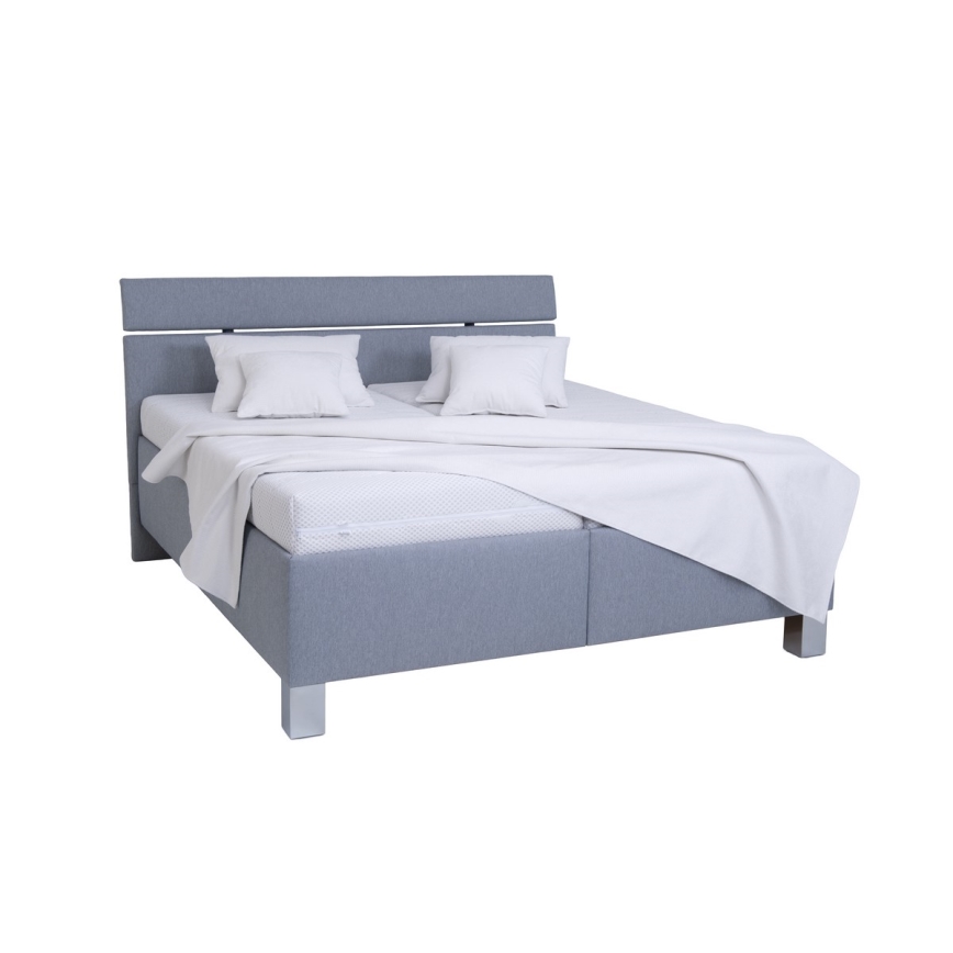 Cama tapizada ALIS 180x200 cm con colchón y práctico espacio de almacenamiento, gris claro