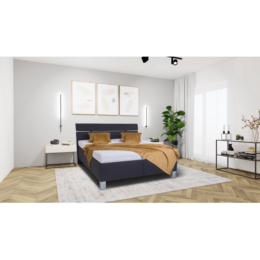 Cama tapizada ALIS 180x200 cm con espacio de almacenamiento, sin colchón, antracita