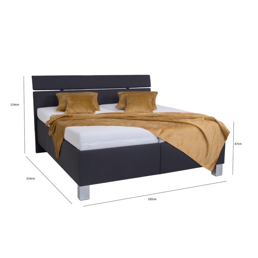 Cama tapizada ALIS 180x200 cm con espacio de almacenamiento, sin colchón, antracita