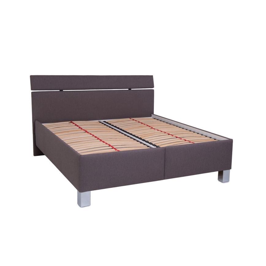 Cama tapizada ALIS 180x200 cm con espacio de almacenamiento, sin colchón, marrón