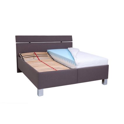 Cama tapizada ALIS 180x200 cm con espacio de almacenamiento, sin colchón, marrón