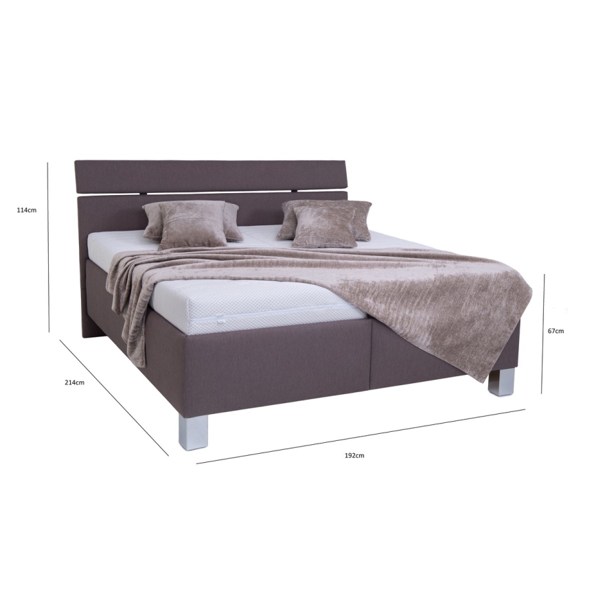 Cama tapizada ALIS 180x200 cm con espacio de almacenamiento, sin colchón, marrón