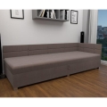 Cama tapizada AMSTERDAM 90x200 cm con cabecero reversible y amplio espacio de almacenamiento, beige