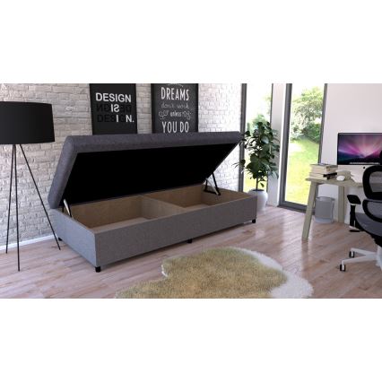 Cama tapizada con almacenamiento CORY 80x200 gris