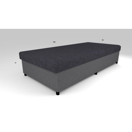 Cama tapizada con almacenamiento CORY 80x200 gris