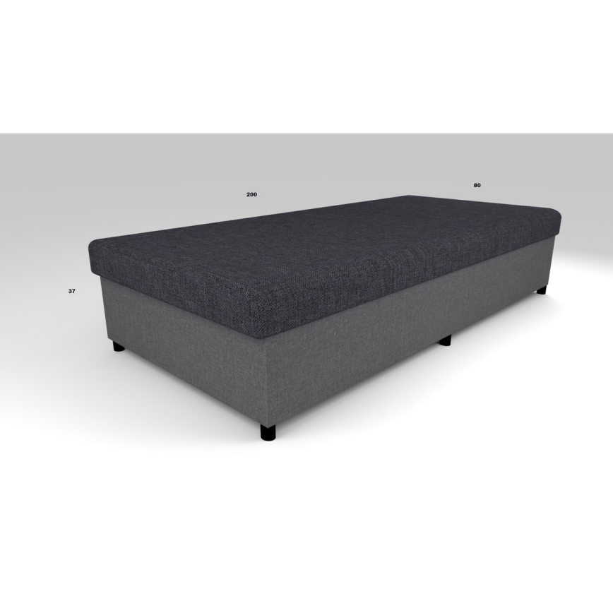 Cama tapizada con almacenamiento CORY 80x200 gris