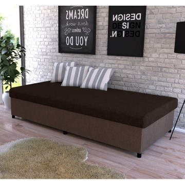 Cama tapizada con almacenamiento CORY 80x200 marrón