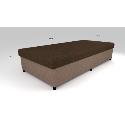 Cama tapizada con almacenamiento CORY 80x200 marrón