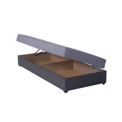 Cama tapizada con almacenamiento JACOB XL, capacidad de carga 130 kg, 90x200 cm, gris
