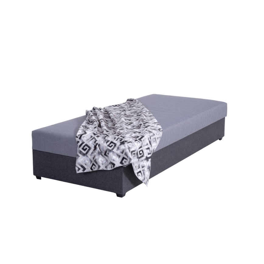 Cama tapizada con almacenamiento JACOB XL, capacidad de carga 130 kg, 90x200 cm, gris