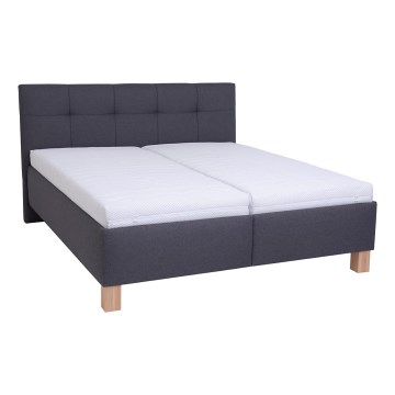 Cama tapizada con almacenamiento sin colchón MARIA 180x200 cm gris