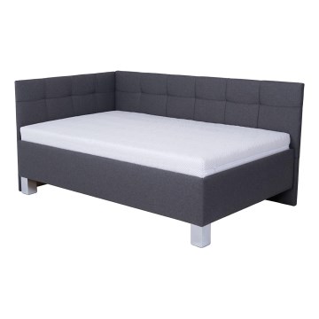 Cama tapizada con almacenamiento sin colchón MARIA PETITE 120x200 cm gris