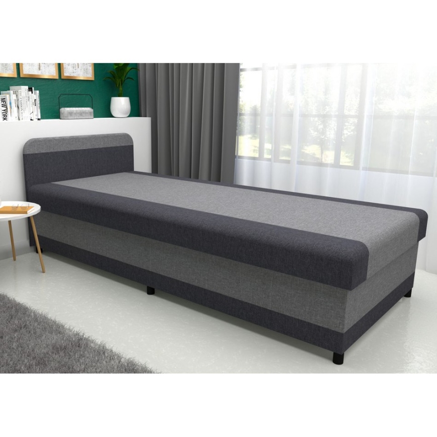 Cama tapizada con almacenamiento TALI 80x202 gris/antracita