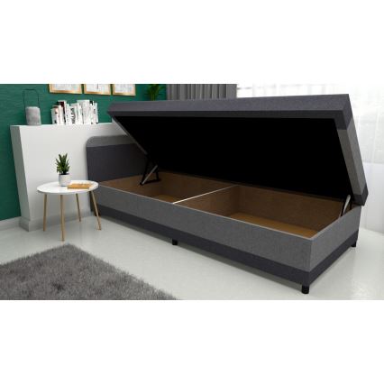 Cama tapizada con almacenamiento TALI 80x202 gris/antracita