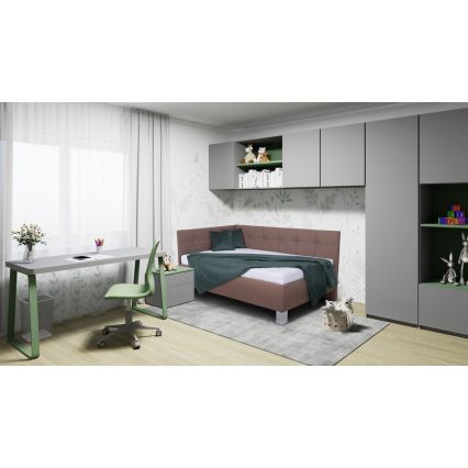 Cama tapizada con arcón de almacenamiento MARIA PETITE 120x200 cm, marrón, sin colchón