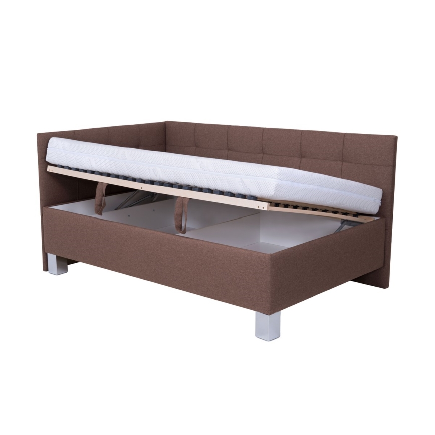 Cama tapizada con arcón de almacenamiento MARIA PETITE 120x200 cm, marrón, sin colchón