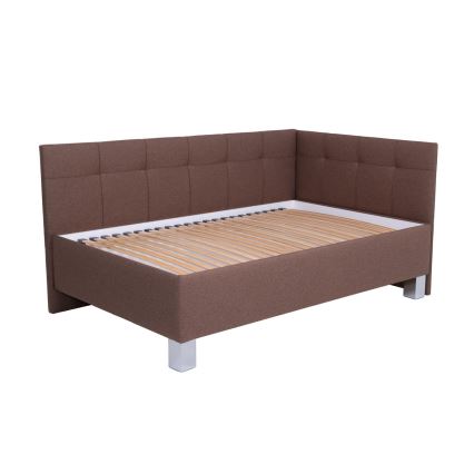 Cama tapizada con arcón de almacenamiento MARIA PETITE 120x200 cm, marrón, sin colchón