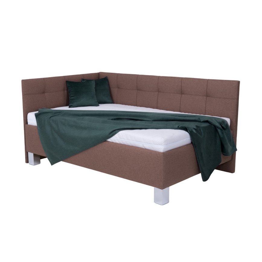 Cama tapizada con arcón de almacenamiento MARIA PETITE 120x200 cm, marrón, sin colchón