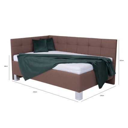 Cama tapizada con arcón de almacenamiento MARIA PETITE 120x200 cm, marrón, sin colchón