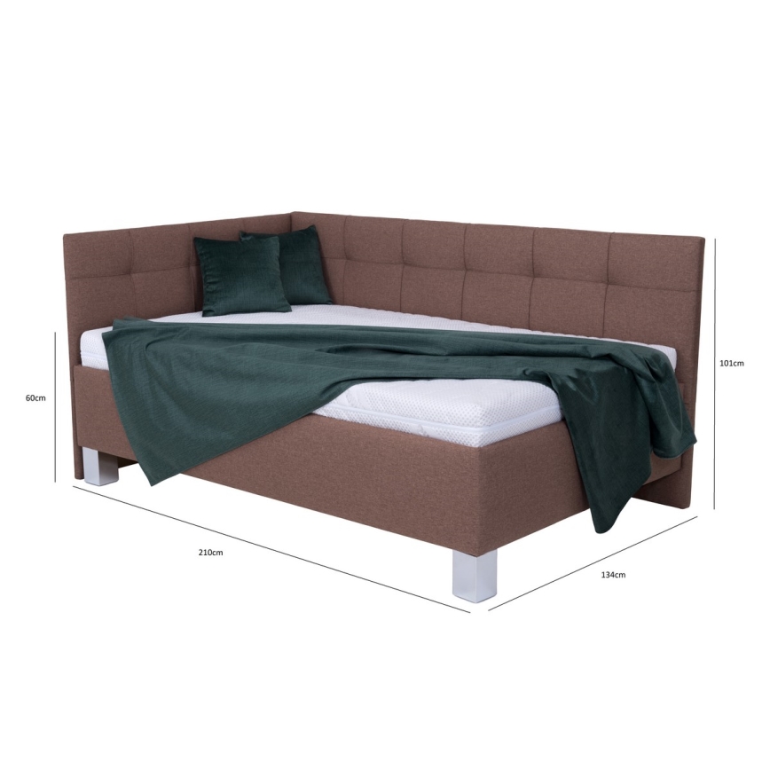 Cama tapizada con arcón de almacenamiento MARIA PETITE 120x200 cm, marrón, sin colchón