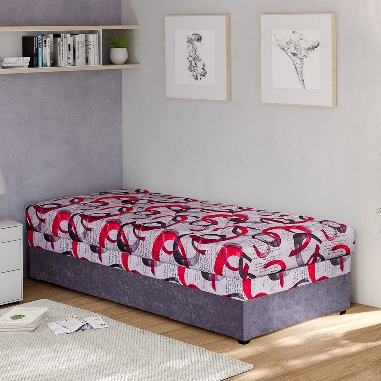 Cama tapizada con arcón ESTEL 90x200 cm gris